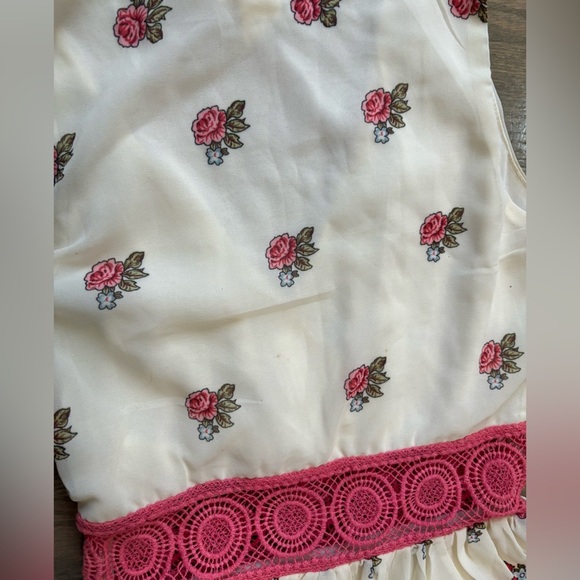 NWT A’gaci white pink floral a line dress women’s size medium - Picture 5 of 6